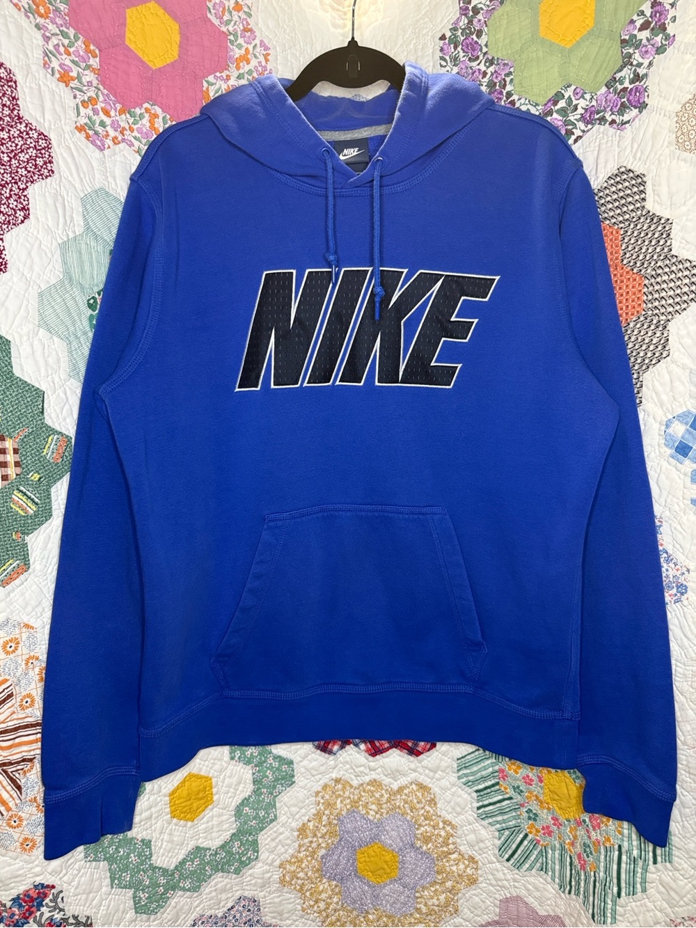 Vintage Y2K NIKE Hoodie with Mesh Spellout Chest Logo Size Large